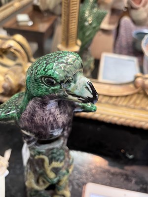 Lot 19 - A pair of Chinese stoneware figures of hawks