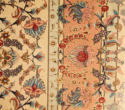 Lot 733 - A fine part silk Tabriz rug