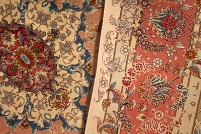 Lot 733 - A fine part silk Tabriz rug