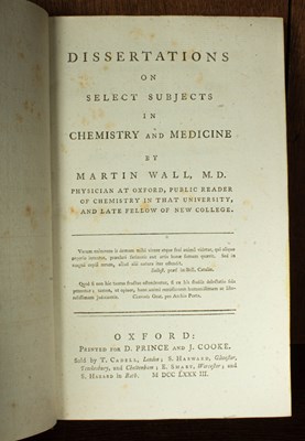 Lot 24 - Wall (Martin) Dissertations on Select Subjects in Chemistry and Medicine