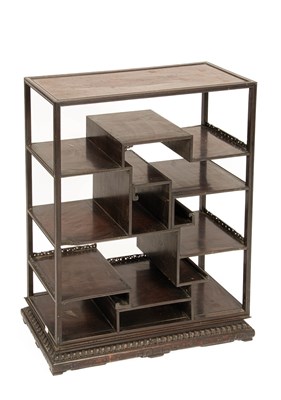 Lot 69 - A Chinese rosewood set of display shelves
