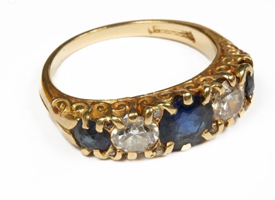 Lot 362 - A gold diamond and sapphire five-stone ring