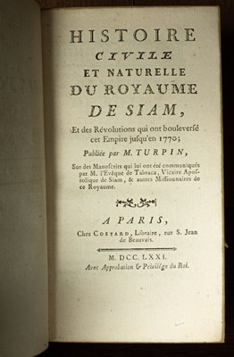 Lot 50 - Turpin (François-Henri) Histoire Civile et Naturelle du Royaume de Siam