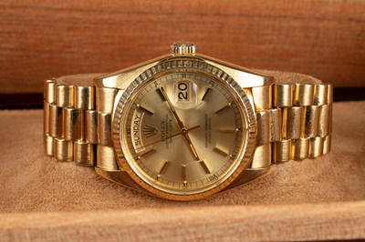 Lot 339 - A Rolex Oyster Perpetual Day-Date 18ct gold gentleman's wristwatch