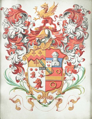 Lot 1 - A fine early 18th Century achievement of arms