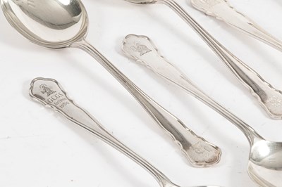 Lot 1 - A closely matched set of ten silver soup spoons