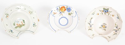 Lot 750 - Three French faience barber's bowls