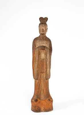 Lot 613 - A large standing pottery figure of an official