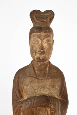 Lot 613 - A large standing pottery figure of an official