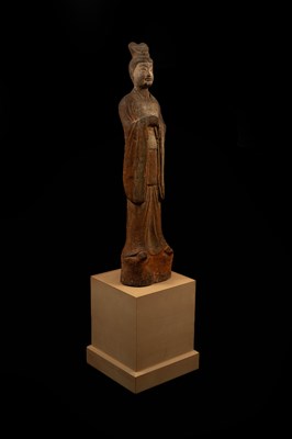 Lot 613 - A large standing pottery figure of an official