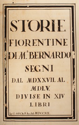 Lot 518 - Scribal Manuscipt of Segni (Bernardo) Storie Fiorentine [George Berkeley]