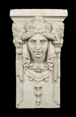 Lot 429 - A Neoclassical plaster cast capital of a female mask