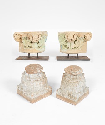 Lot 783 - A near pair of carved column bases