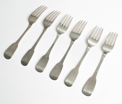 Lot 71 - A set of six Irish silver table forks