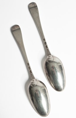 Lot 11 - A pair of George II silver table spoons