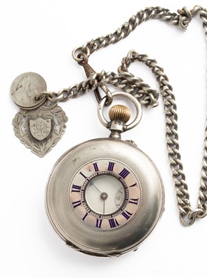 Lot 313 - A silver half-hunter pocket watch