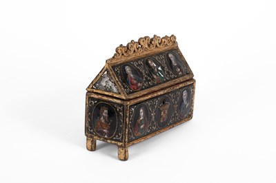 Lot 194 - A mid 16th Century style Limoges enamel reliquary casket