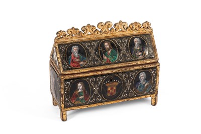 Lot 194 - A mid 16th Century style Limoges enamel reliquary casket