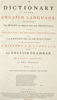 Lot 497 - Johnson (Samuel) A Dictionary of the English Language
