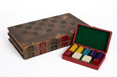 Lot 466 - A leather chess/backgammon board
