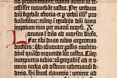 Lot 401 - Leaf of the Gutenberg Bible, Mainz, circa 1455