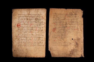 Lot 433 - Two leaves from a portable Antiphonal [Iberian peninsula (probably Spain, second half 12th Century]