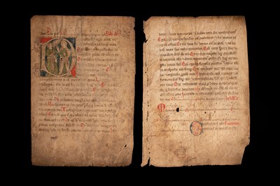 Lot 433 - Two leaves from a portable Antiphonal [Iberian peninsula (probably Spain, second half 12th Century]