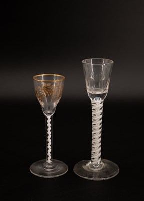 Lot 116 - Two 18th Century cotton twist wine glasses