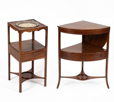 Lot 369 - A George III mahogany corner washstand