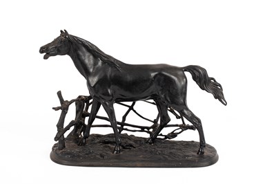 Lot 133 - A Russian black painted cast iron model of a horse