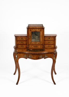 Lot 296 - A Victorian walnut and mahogany inlaid bonheur du jour