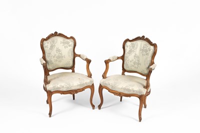 Lot 300 - A pair of 19th Century beech framed fauteuils