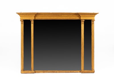 Lot 301 - A 19th Century triple-glass giltwood overmantel mirror