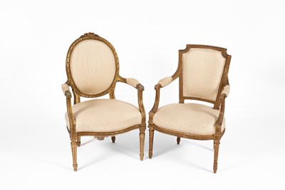 Lot 304 - Two gilt framed armchairs