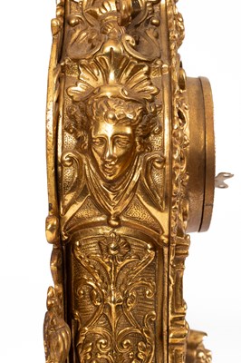 Lot 376 - A late 20th Century brass mantel clock garniture