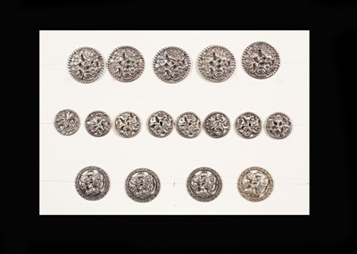 Lot 212 - A group of seventeen Art Nouveau pierced silver buttons