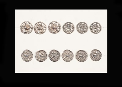 Lot 213 - Three sets of Art Nouveau silver buttons