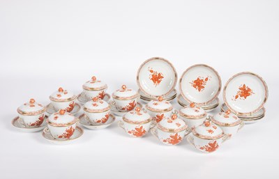 Lot 91 - A set of twelve Herend Chinese bouquet pattern soup bowls