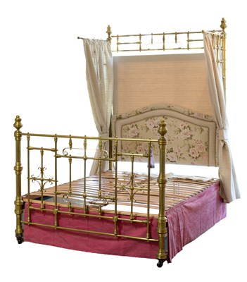 Lot 358 - A late Victorian brass bed frame