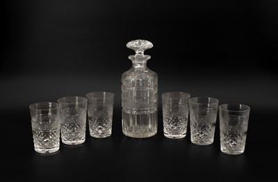 Lot 117 - A cylindrical cut glass decanter and stopper