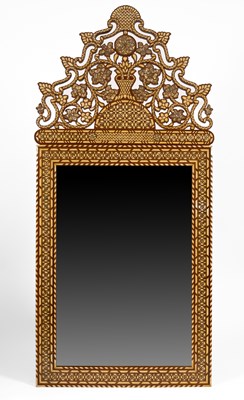 Lot 316 - A Syrian bone and mother-of-pearl inlaid mirror