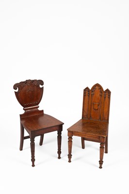 Lot 319 - Two Victorian hall chairs