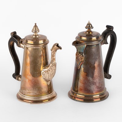 Lot 66 - An Irish silver coffee pot and hot water jug
