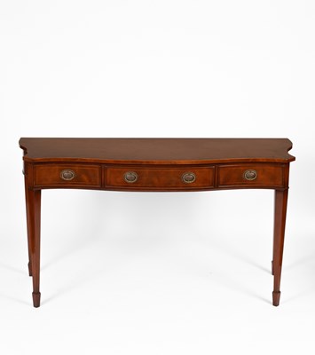 Lot 339 - A Sheraton style inlaid mahogany serpentine console table