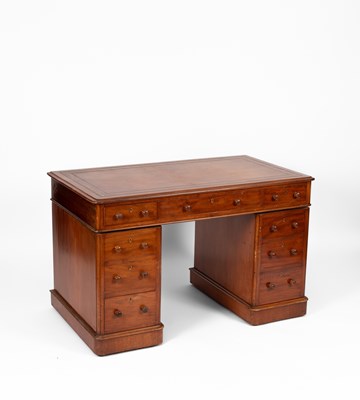 Lot 342 - A Victorian mahogany pedestal desk