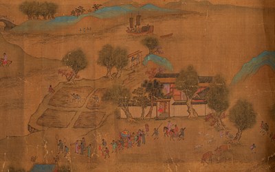 Lot 569 - After Qui Ying in imitation of Zhang Ze Duan