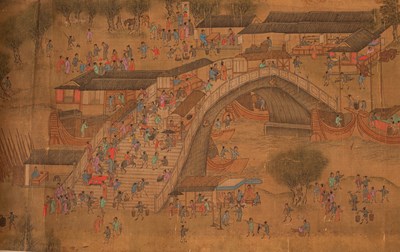 Lot 569 - After Qui Ying in imitation of Zhang Ze Duan