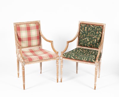 Lot 281 - A pair of 18th Century style open armchairs
