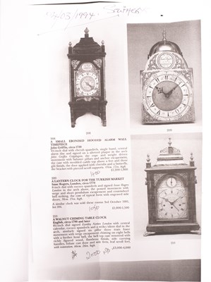Lot 375 - A walnut veneered quarter chiming verge bracket clock