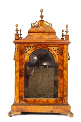Lot 375 - A walnut veneered quarter chiming verge bracket clock